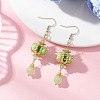 Lantern 304 Stainless Steel Synthetic Imperial Jasper Dangle Earrings EJEW-MZ00609-03-2