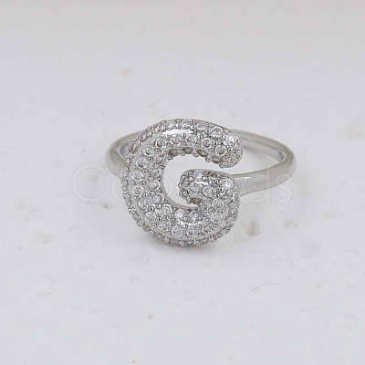 Brass Micro Pave Clear Cubic Zirconia Cuff Rings FS-WG17FF6-07-1