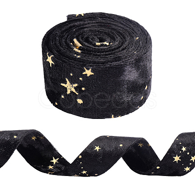 3M Double Sided Star Gold Stamping Flannelette Ribbons for Sewing Craft SRIB-GF0001-55C-1