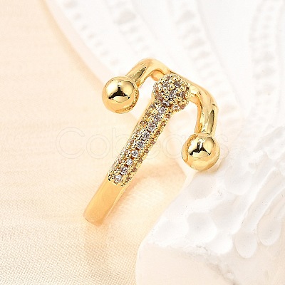 Brass Micro Pave Cubic Zirconia Cuff Rings LS-RJEW-D308-03G-D-1