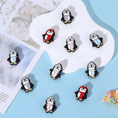 12Pcs 4 Colors Christmas Themed Food Grade Eco-Friendly Silicone Focal Beads SIL-SZ0001-15-1