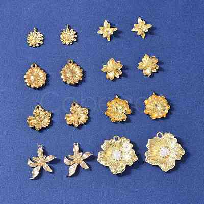 16Pcs 8 Styles Alloy & Brass & 304 Stainless Steel Pendants FIND-FS0004-37-1