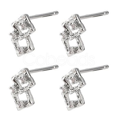 SHEGRACE Brass Micro Pave Clear Cubic Zirconia Stud Earring XGRQ4N558-729P-1