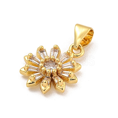 Rack Plating Brass Micro Pave Cubic Zirconia Pendants KK-G513-02G-1