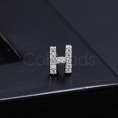 Platinum Brass Micro Pave Cubic Zirconia Stud Earrings XI6969-8-1