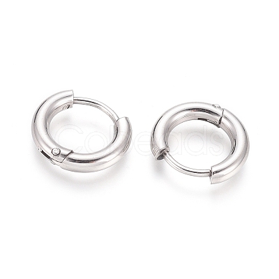 Tarnish Resistant 202 Stainless Steel Huggie Hoop Earrings A-EJEW-F111B-13mm-P-1