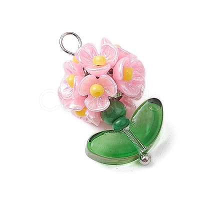 Glass Seed Beaded Flower Pendants X1-PALLOY-MZ00521-05-1