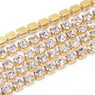 Brass Rhinestone Strass Chains CHC-T003-SS12-01C-1