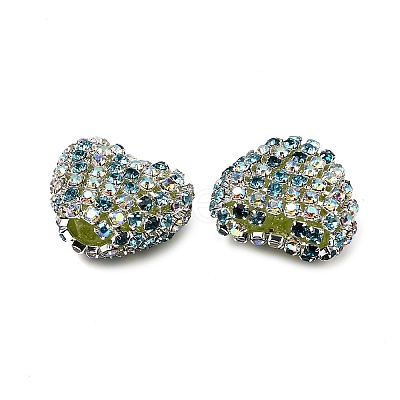 Sparkling Acrylic Heart Beads with Rhinestone Embellishment OACR-NH0001-02A-03-1