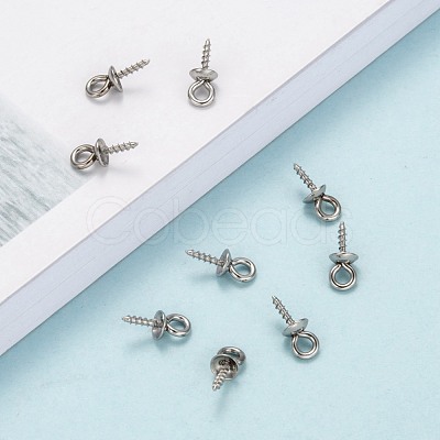 Tarnish Resistant 304 Stainless Steel Screw Eye Pin Peg Bails STAS-E076-05-1