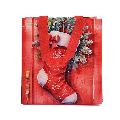 Rectangle Christmas No Woven Fabric Printed Tote Bags ABAG-P015-03B-1