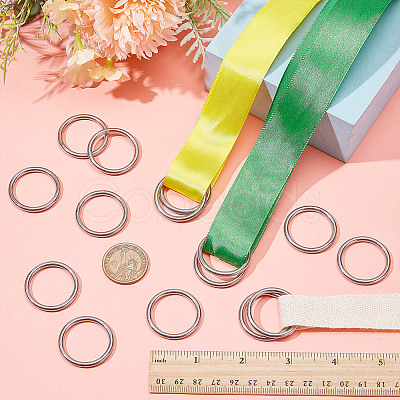 16Pcs 304 Stainless Steel Linking Rings STAS-AR0002-65A-P-1