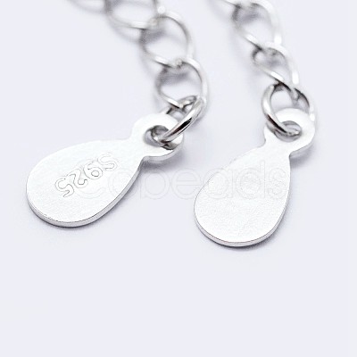 925 Sterling Silver End with Extender Chains and Teardrop Charms STER-F036-26S-48mm-1