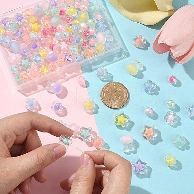 60G 6 Styles Transparent Acrylic Beads Sets TACR-YW0002-51-1
