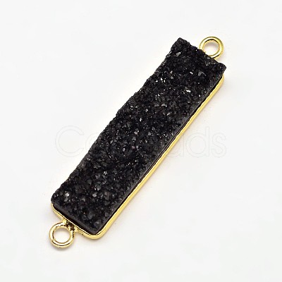 Rectangle Electroplated Natural Druzy Crystal Agate Links connectors G-A144-02E-1