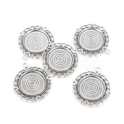 Tibetan Style Pendant Cabochon Settings TIBEP-R129-AS-LF-1