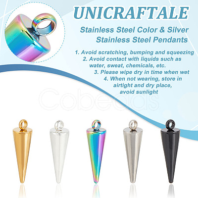 Unicraftale 25Pcs 5 Colors 304 Stainless Steel Pendants STAS-UN0048-66-1