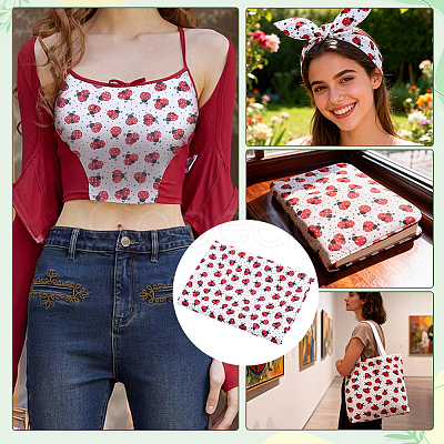 2M Ladybug Pattern Polyester Fabric DIY-WH0061-055-1