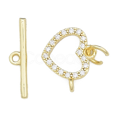 Brass Micro Pave Clear Cubic Zirconia Toggle Clasps KK-N259-03-1