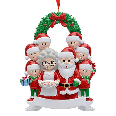 Resin Santa Claus Family Pendant Decorations XMAS-PW0006-06-1