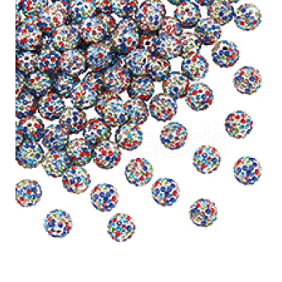 100Pcs Polymer Clay Pave Rhinestone Beads RB-PH0001-38A-1