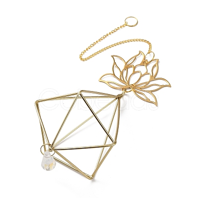 Quartz Crystal & Brass Pendant Decorations HJEW-M007-01G-1
