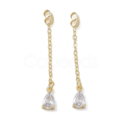 Rack Plating Brass Micro Pave Clear Cubic Zirconia Friction Ear Nut EJEW-I266-04G-1