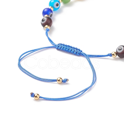 10Pcs 10 Style Lampwork Evil Eye Braided Bead Bracelets Set BJEW-JB08874-1