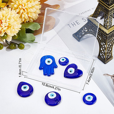 12Pcs 6 Style Handmade Lampwork Evil Eye Pendants LAMP-SC0001-18-1