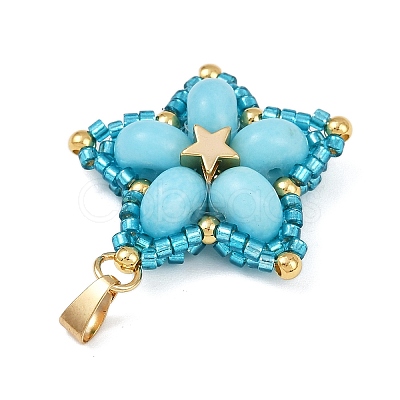 Handmade Glass Seed Beaded & Synthetic Dyed Imperial Jasper Beads Pendants PALLOY-MZ00751-01-1