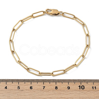 PVD Vacuum Plating 304 Stainless Steel Paperclip Chain Bracelets BJEW-I295-15G-1