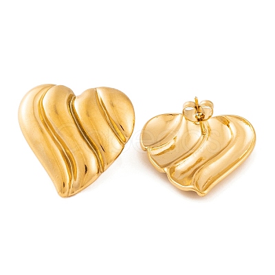Ion Plating(IP) Heart 304 Stainless Steel Stud Earrings for Women LS-EJEW-L272-033G-02-1