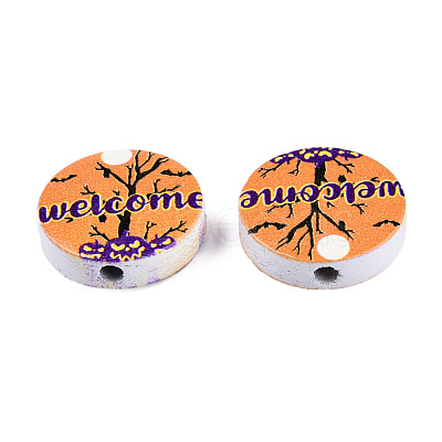 Halloween Printed Natural Wood Beads WOOD-T021-70-1