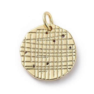 Brass Micro Pave Cubic Zirconia Pendants X-ZIRC-G157-03K-01G-1
