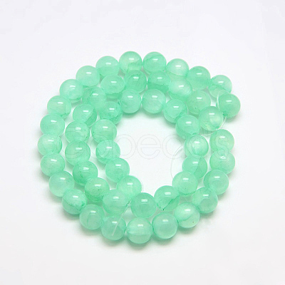 Dyed Natural Green Jade Beads Strands X-JBS053-8MM-27-1