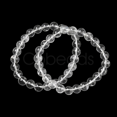 Natural Quartz Crystal Round Beaded Stretch Bracelets GG-CBA12F1-02C-12-1