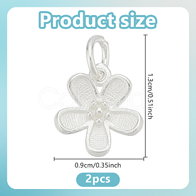 2Pcs 925 Sterling Silver Flower Charms with Jump Rings FIND-HY0004-21-1