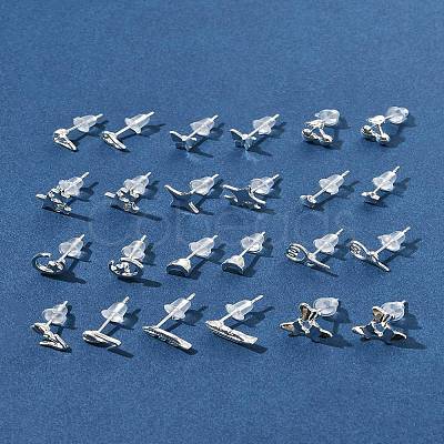 2 Pairs Alloy Stud Earrings for Women EJEW-FS0001-27L-1