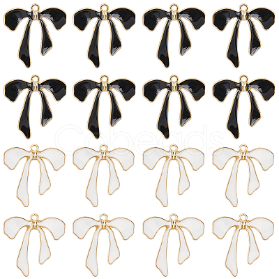 48Pcs 2 Colors Alloy Enamel Pendants ENAM-SC0006-56-1