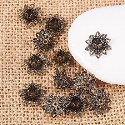 Brass Flower Bead Caps KK-PH0004-24AB-1