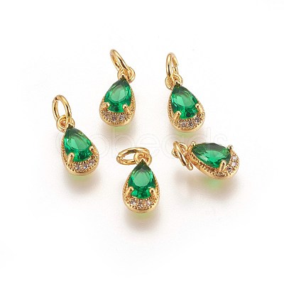 Brass Cubic Zirconia Charms KK-E772-13A-G-1