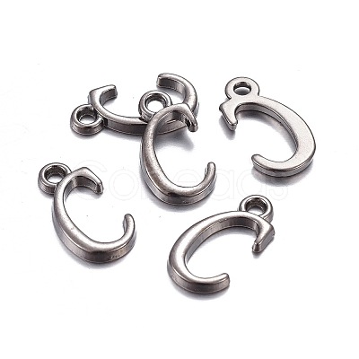 Gunmetal Plated Alloy Letter Pendants PALLOY-P097-03-C-1