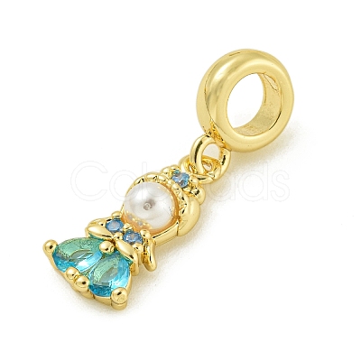 Rack Plating Brass & Cubic Zirconia & ABS Plastic Pearl European Pendants KK-Z067-61D-G-1
