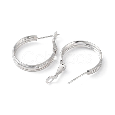 Rhodium Plated 925 Sterling Silver Hoop Earrings EJEW-K258-13P-1