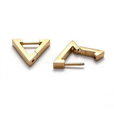 304 Stainless Steel Triangle Huggie Hoop Earrings STAS-H156-02C-G-1