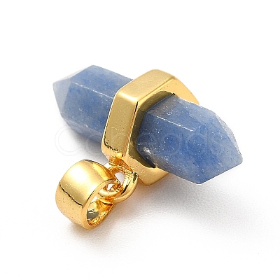 Dyed & Heated Natural Blue Aventurine Double Terminal Pointed Pendants G-P481-01G-02-1