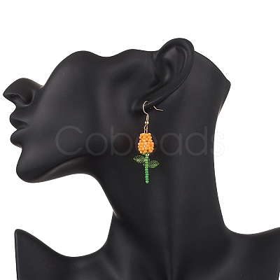 Stainless Steel Glass Flower Dangle Earrings EJEW-MZ00574-01-1