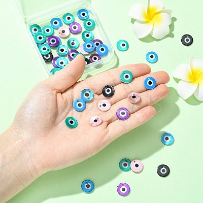 50Pcs Printed Natural Freshwater Shell Charms SHEL-FS0001-19-1