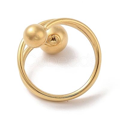 Ion Plating(IP) 304 Stainless Steel Wire Wrap Spiral Cuff Rings for Women RJEW-G315-08A-G-1