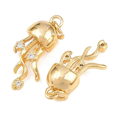 Brass Micro Pave Clear Cubic Zirconia Pendants KK-Q085-03B-G-1